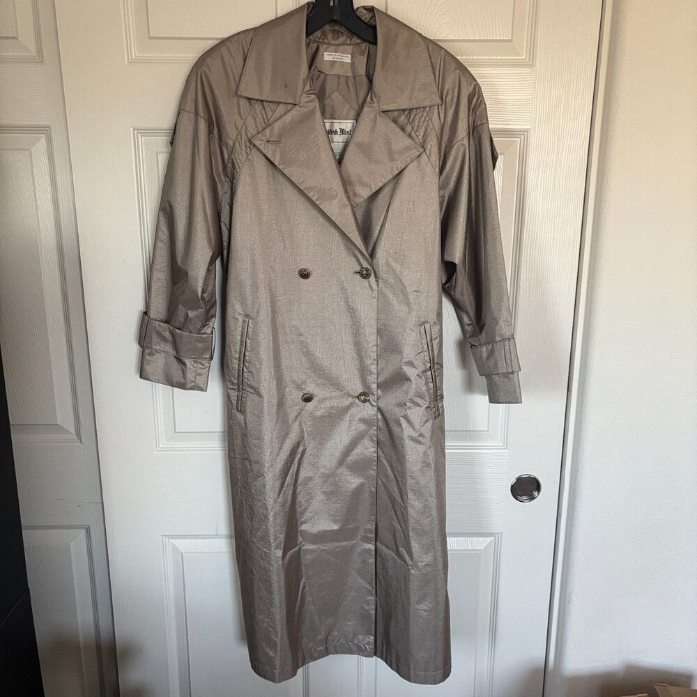 British Mist: Vintage Petite Taupe Iridescent Trench Coat Size 8P